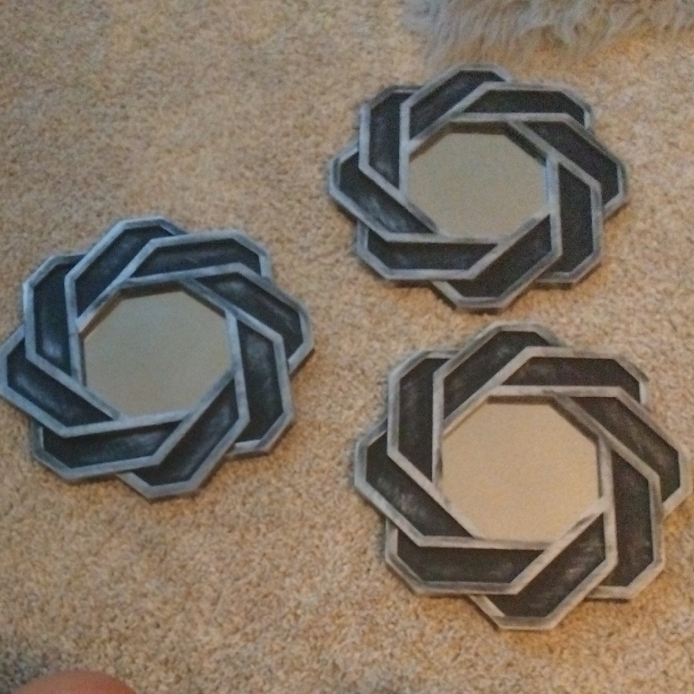 Modern Black and Silver Wall Mirror Set